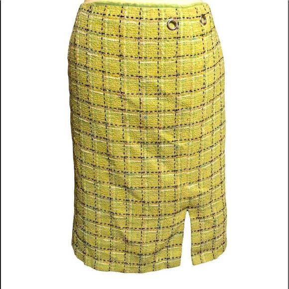 Requirements tweed basket weaved lime green skirt - Picture 2 of 5